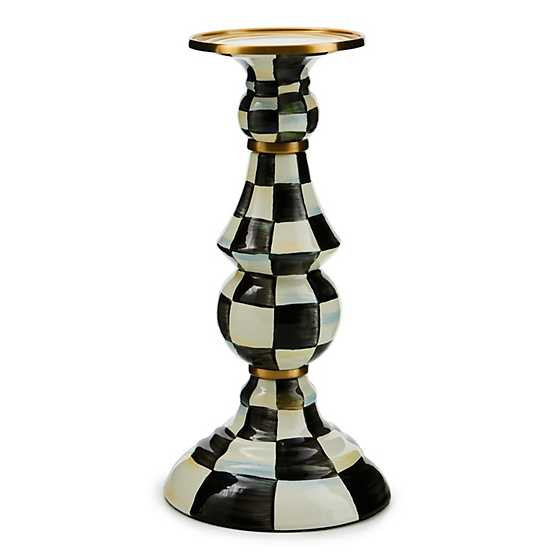 Courtly Check Enamel Pillar Candlestick - Large | MacKenzie-Childs