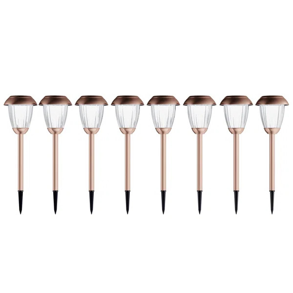 Low Voltage Solar Powered Integrated LED Metal Pathway Light (Set of 8) | Wayfair North America