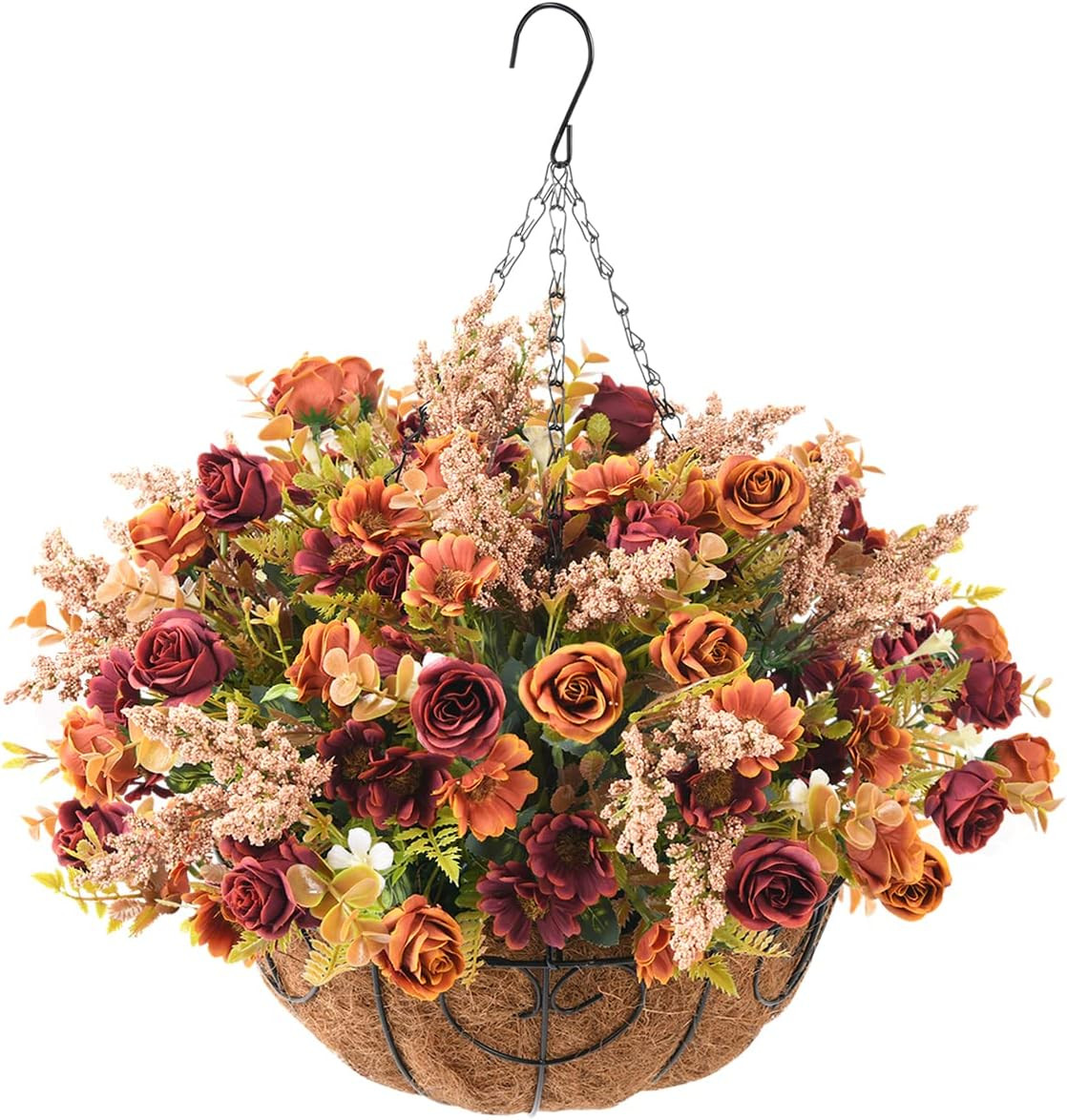 Artificial Fall Hanging Flowers Baskets for Outdoor Decoration | Amazon (US)