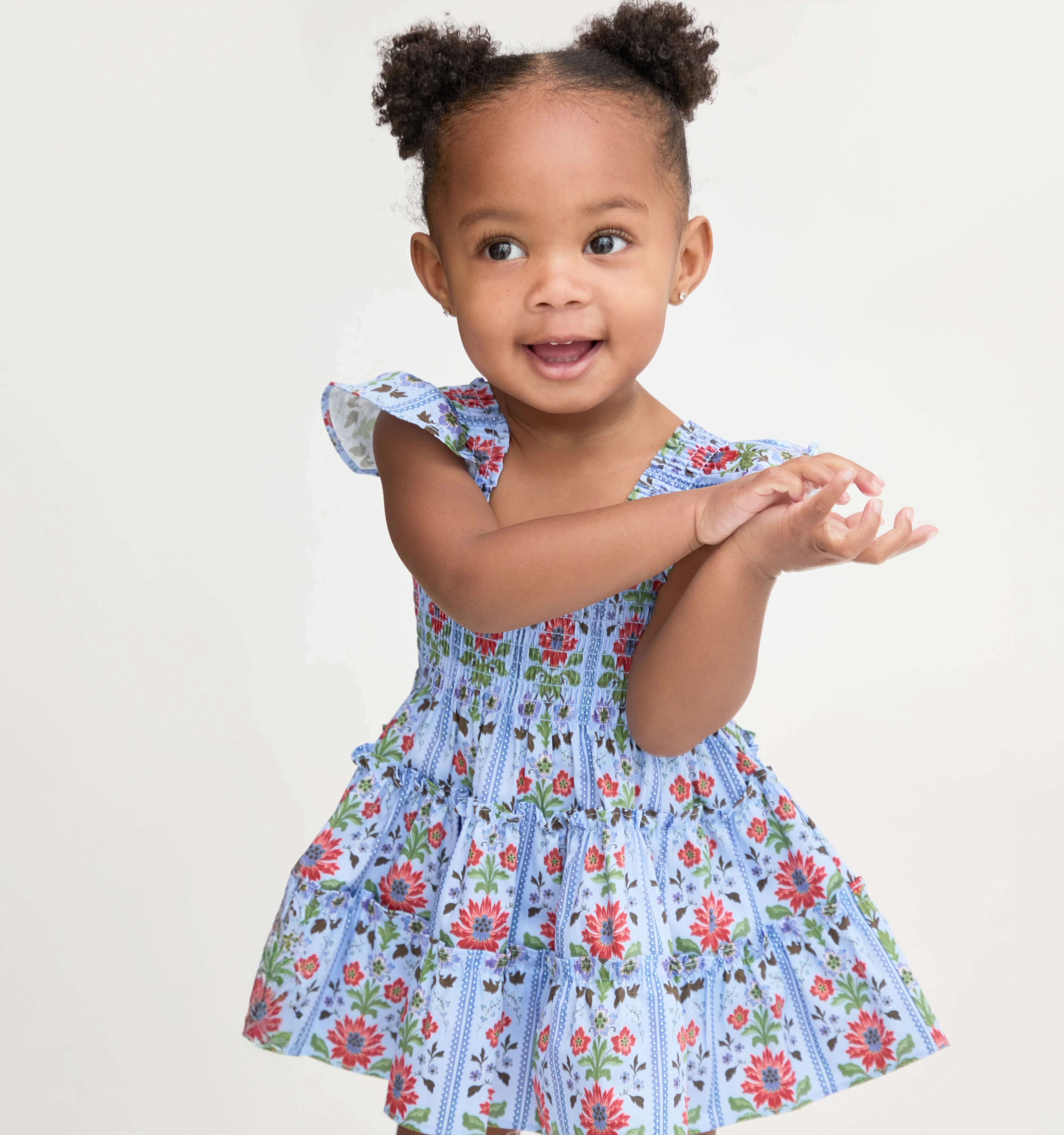 The Baby Ellie Nap Dress - Blue Floral Block Stripe | Hill House Home US