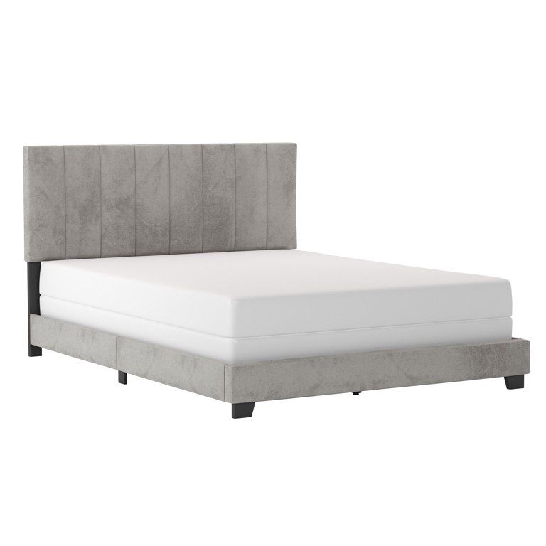 Reece Channel Stitched Upholstered Full Bed, Platinum Grey, by Hillsdale Living Essentials | Walmart (US)