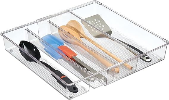 mDesign Plastic Adjustable/Expandable Divided Drawer Storage Organizer with 4 Compartments for Ki... | Amazon (US)