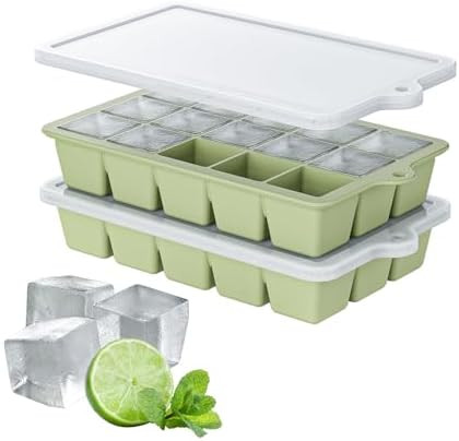 Silicone Ice Cube Tray 2 Pack, HANCELANT Ice Cube Mold, Ice Trays for Freezer with Lid for Whiske... | Amazon (US)