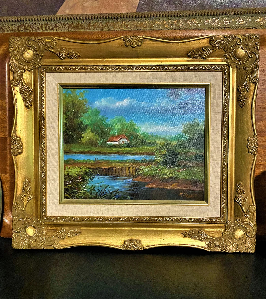 Vintage Original Acrylic Painting | Signed F Jenson | Decorative Gold Frame | Landscape Painting ... | Etsy (US)