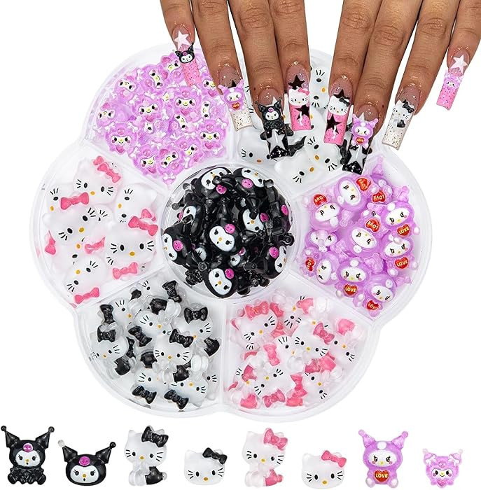 80PCs Kawaii 3D Nail Charms Flatback Resin for DIY Art Decorations Supplies | Amazon (CA)