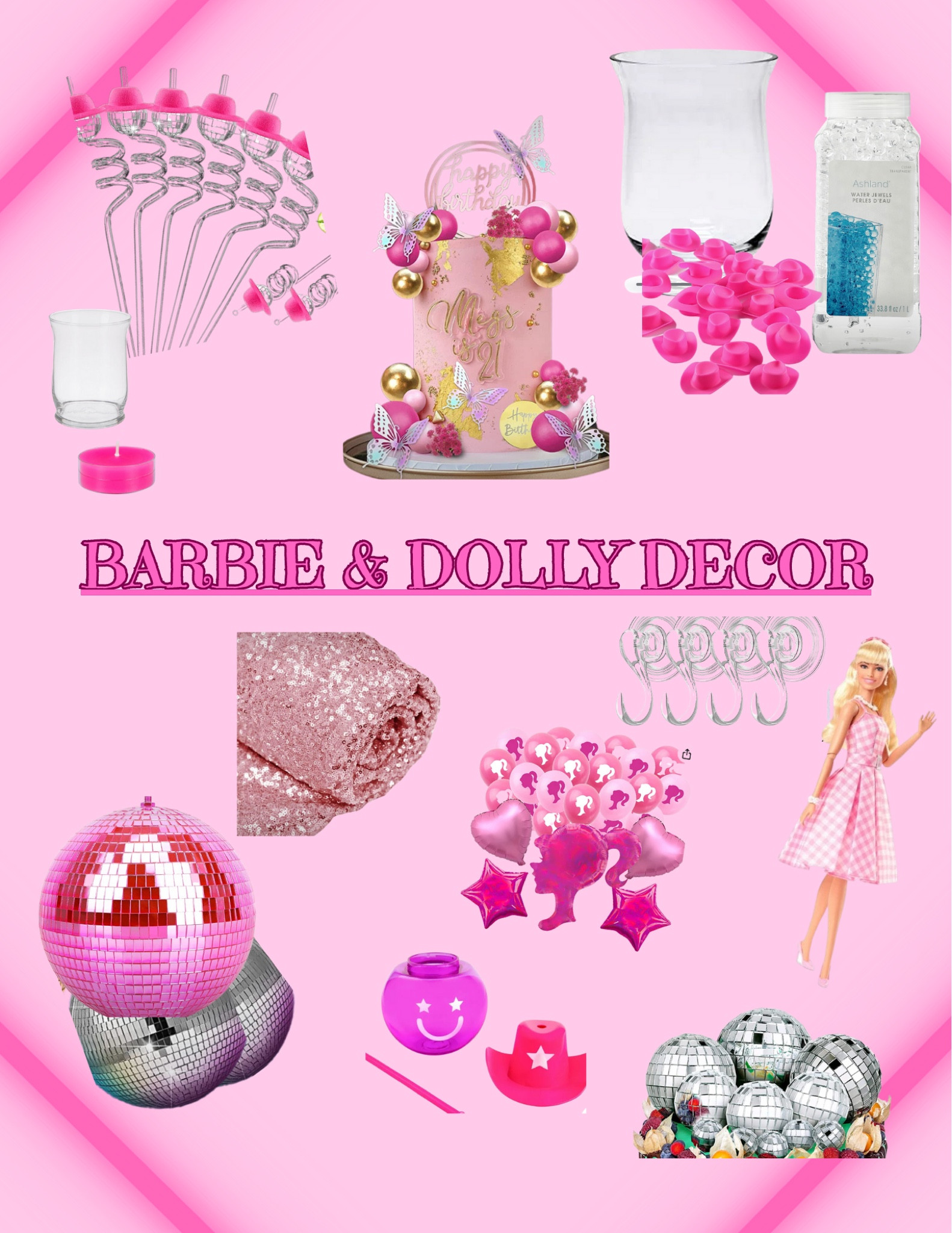 Barbie party decorations
DIY party
Dolly disco decor
Cake toppers
Amazon finds
Pink party
Affordable pink decor
Barbie balloon arch 
Bachelorette pink party 


#LTKsalealert #LTKunder50 #LTKxPrimeDay