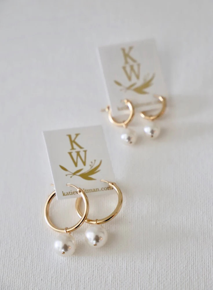 AUDREY PEARL HOOP EARRINGS | Katie Waltman Jewelry