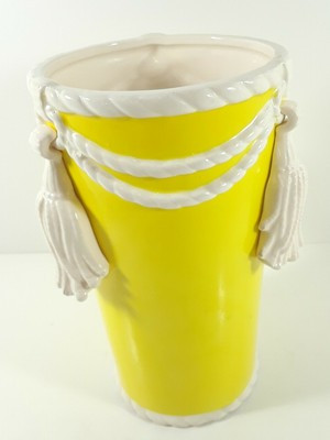 Fitz & Floyd Bright Yellow Ceramic Tassel Vase 1975 | eBay US