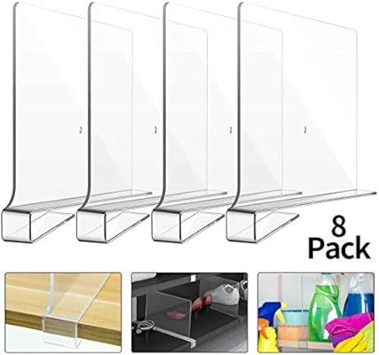 8 Pack Clear Acrylic Shelf Dividers for Closet, Wood Shelf Organizer, Multi-Functional Wood Close... | Amazon (US)
