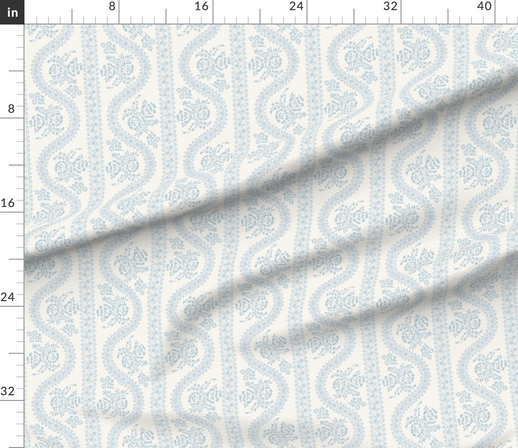 Fabric in Abigail Serpentine Light Blue | Spoonflower