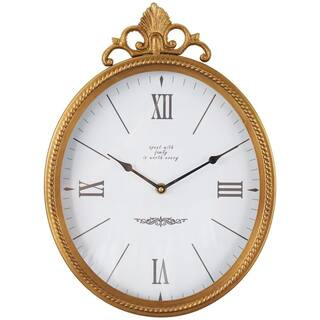 Litton Lane Gold Metal Antique Inspired Wall Clock with Scrolled Finial 044349 - The Home Depot | The Home Depot