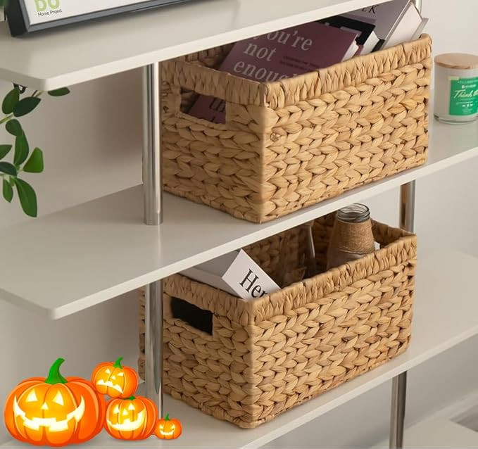 KOKODO Combo Medium Wicker Storage Baskets, Hyacinth Storage Baskets for Shelves, Woven Storage B... | Amazon (US)