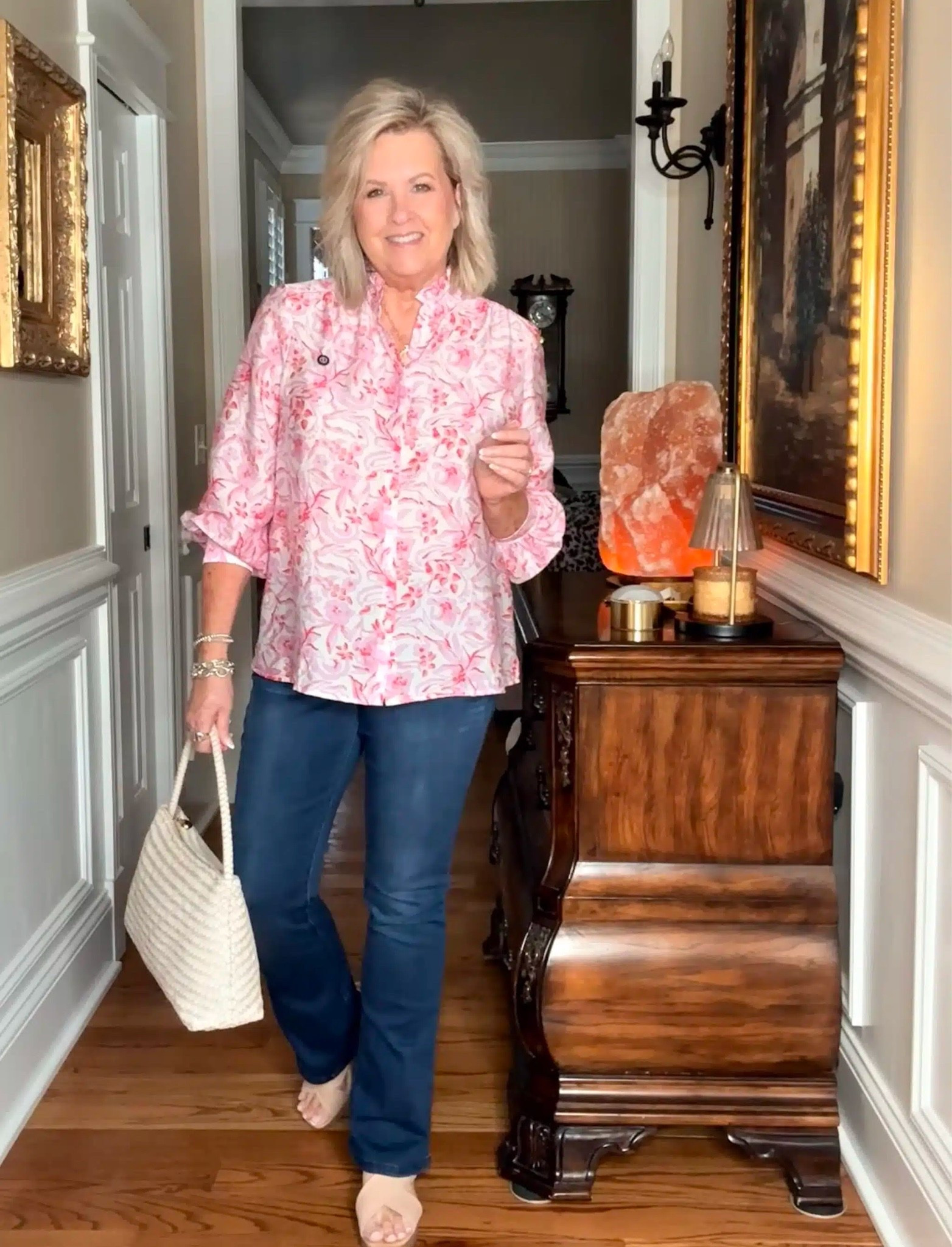 Nordstrom favorites for Spring! My blouse is gorgeous and comes in several prints. I am wearing a size large blouse and size 8 jeans.

#LTKOver40 #LTKWorkwear #LTKootd