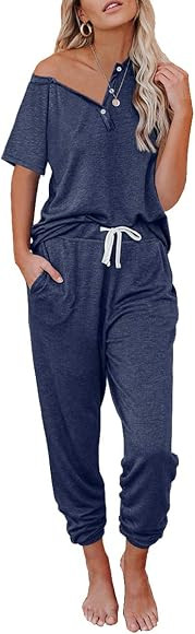 AUTOMET Womens Lounge Sets Loungewear Sets Short & Long Sleeve Pjs Sets with Jogger Sweatpants Sw... | Amazon (US)