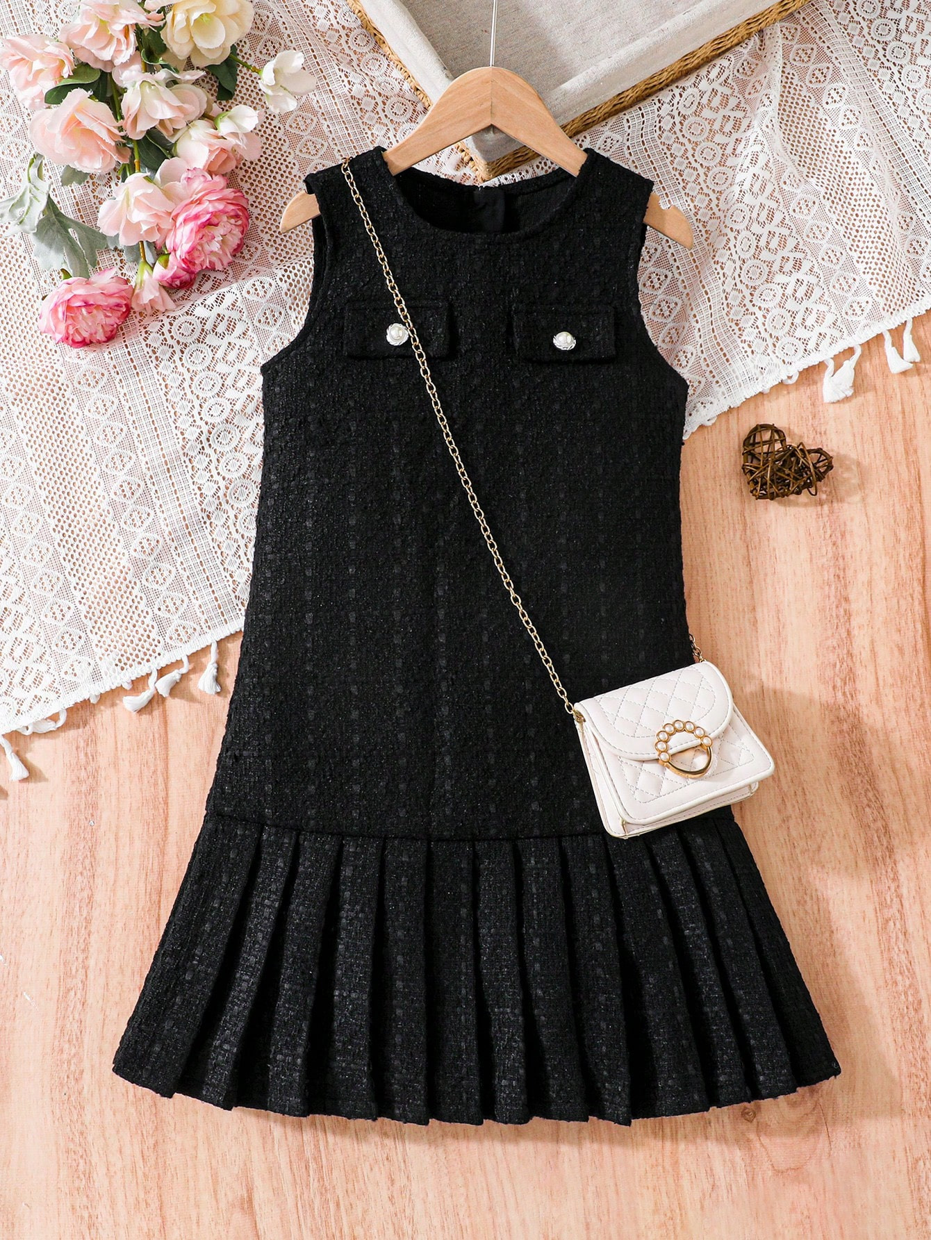 SHEIN Tween Girl Sleeveless Elegant Dress With Pleated Hem | SHEIN