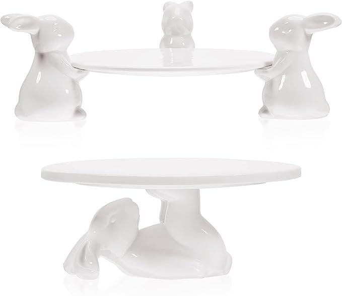 2 Set Bunny Cake Stand Ceramic Cupcake Stand Cute Bunny Cupcake Cake Holder Bunny Cake Plates Bun... | Amazon (US)