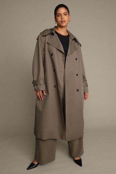Double-breasted Trench Coat - Dark taupe - Ladies | H&M US | H&M (US + CA)