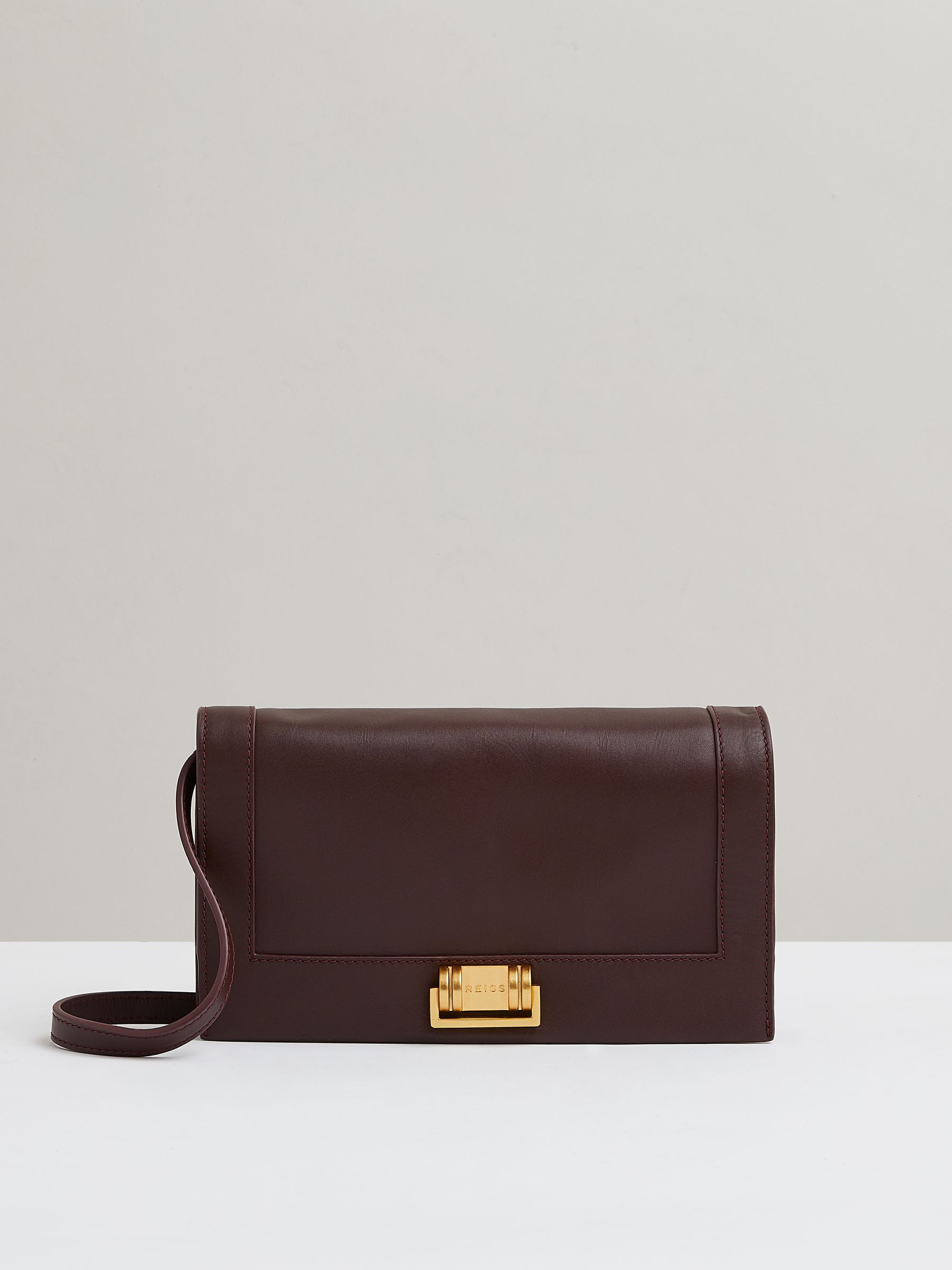 Reiss Leather Suede Shoulder Bag in Oxblood | REISS | Reiss US