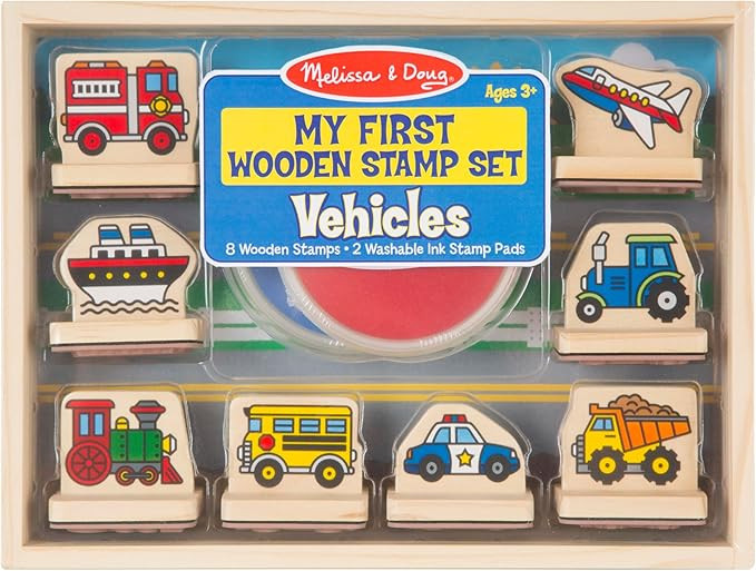 Melissa & Doug My First Wooden Stamp Set - Vehicles - Kids Art Projects, Stamps With Washable Ink... | Amazon (US)