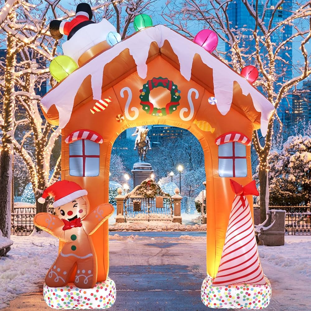 10 Ft Christmas Inflatables Decorations Outdoor, Built-in Colorful LEDs Xmas Blow Up Archway Deco... | Amazon (US)