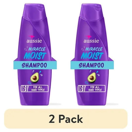 (2 pack) Aussie Miracle Moist Shampoo for All Hair Types with Avocado Moisturizing Paraben Free 12.1 fl oz | Walmart (US)
