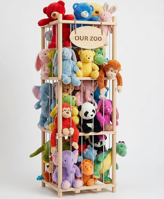 Rhyzoray Stuffed Animal Storage Organizer - Thick Wooden Toy Zoo for Playroom & Bedroom, Large Pl... | Amazon (US)