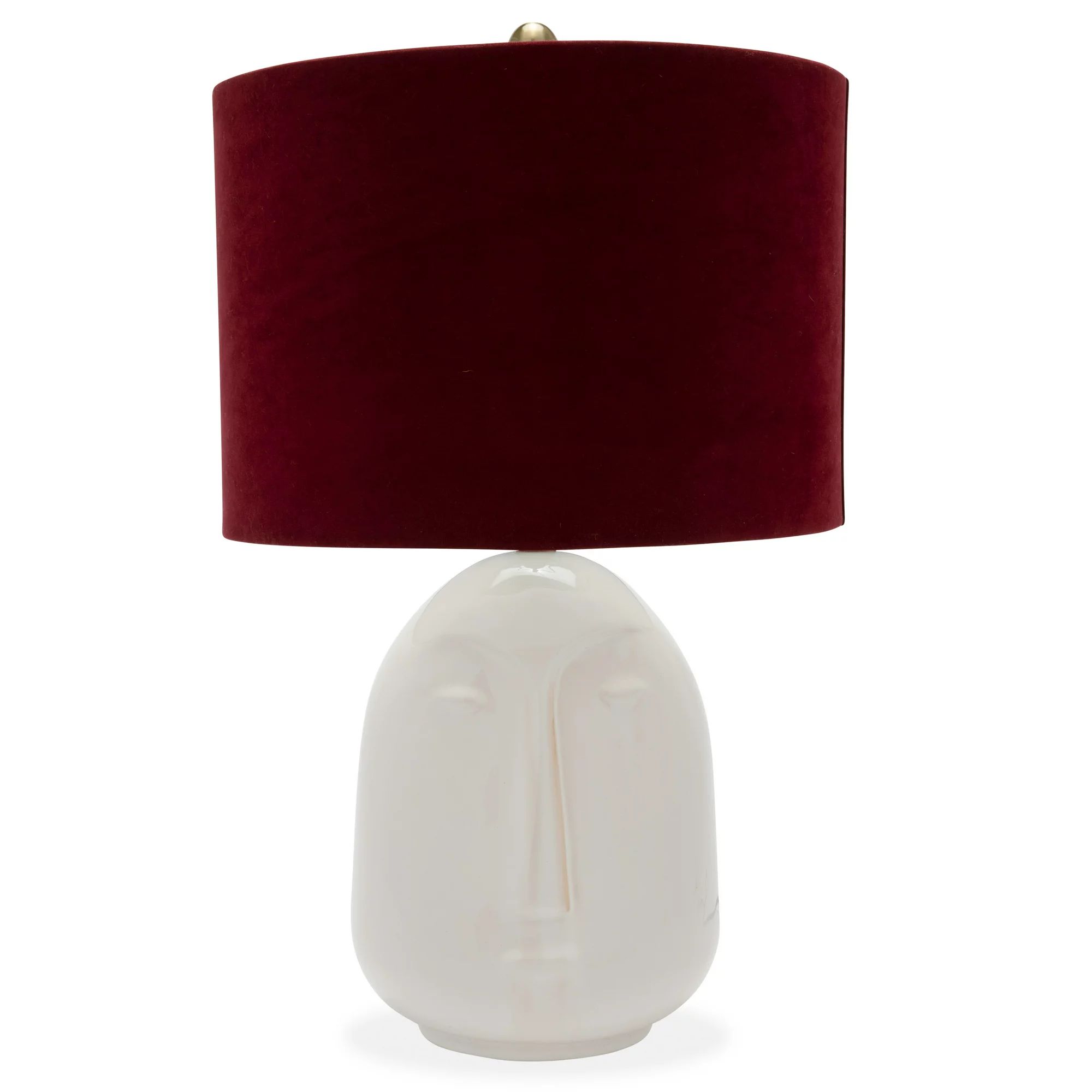 Ivory Ceramic Face Lamp with Wine Velvet Shade by Drew Barrymore Flower Home | Walmart (US)