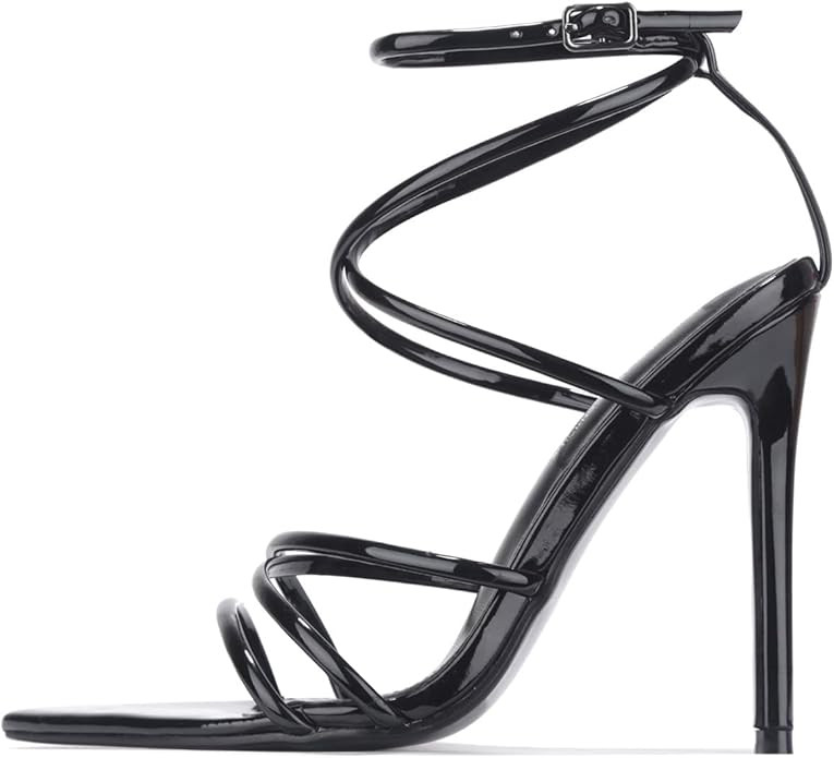 Cape Robbin Women's Strappy Pointy Open Toe Ankle Strap Stiletto Sandal-Ada | Amazon (US)
