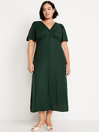 Button-Down Crepe Midi Dress | Old Navy (US)