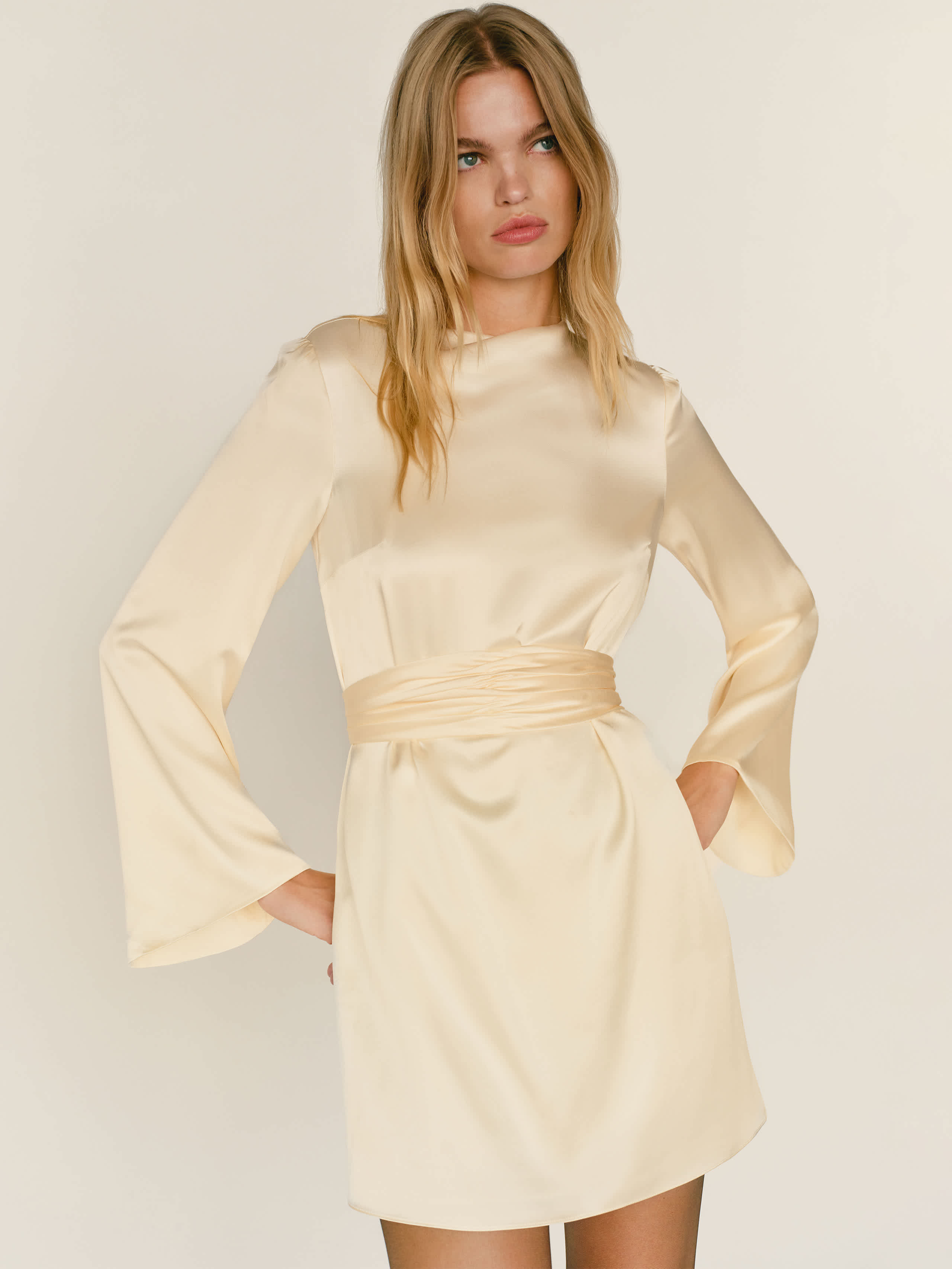 Reformation Astrid Silk Dress Ivory 12 | Reformation (Global)