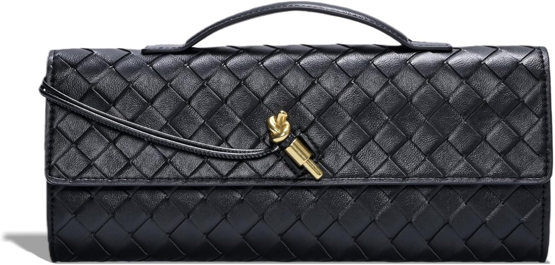 Trendy Woven Evening Clutch Purses for Women Evening Bags Handbags PU Leather Purse with Removabl... | Amazon (US)