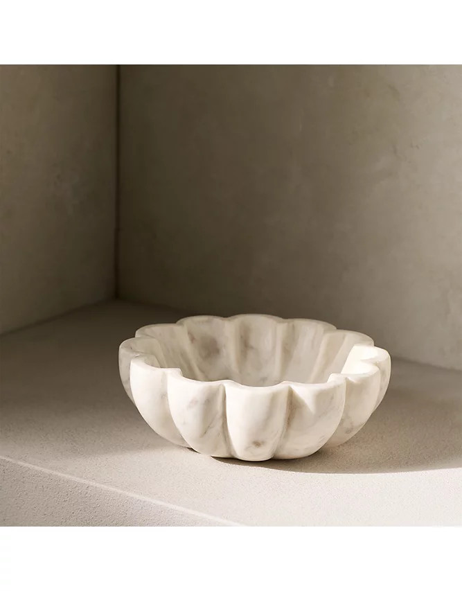 Larton Scalloped Marble Bowl | The White Company UK & ROW