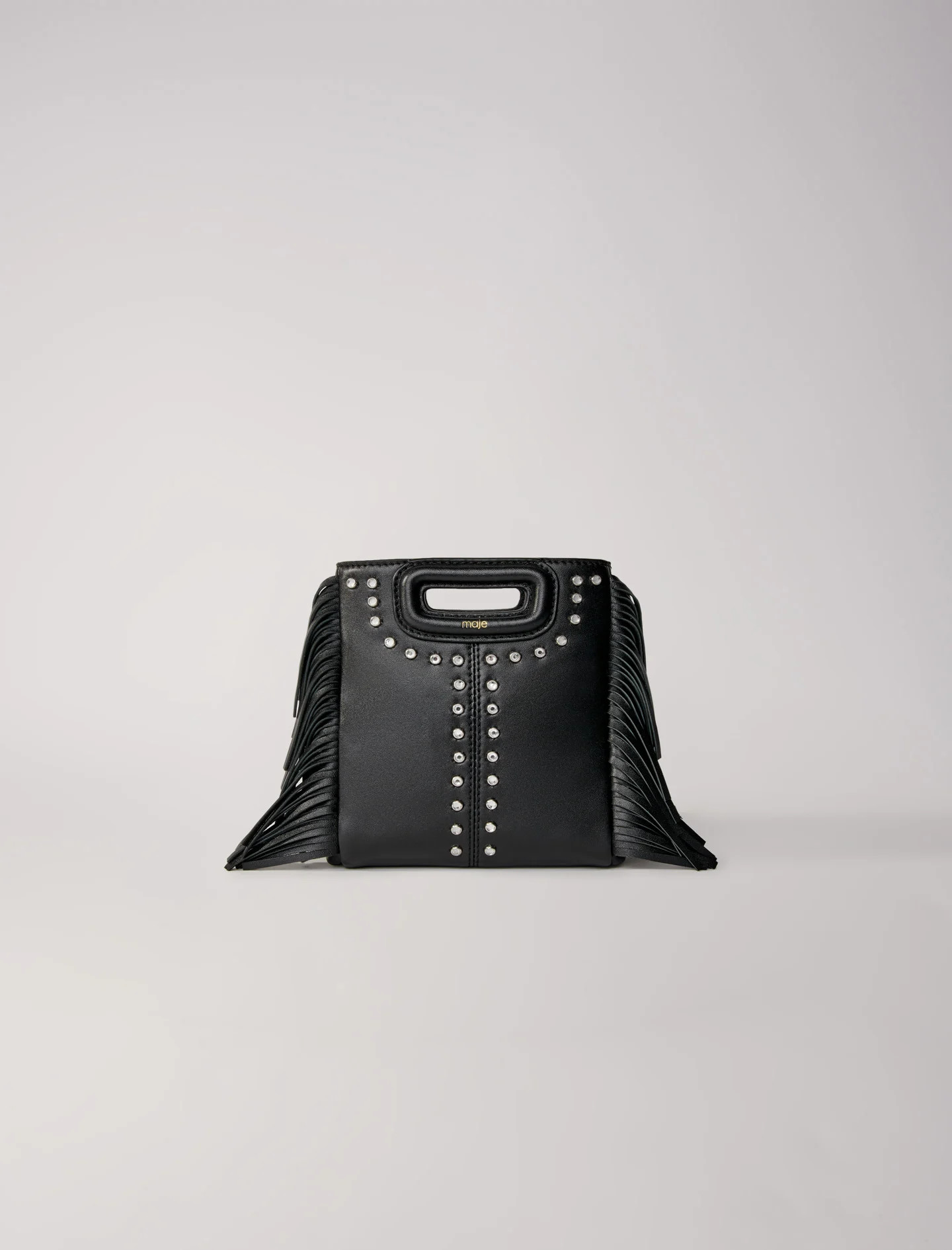 M mini leather bag with fringes Black / Gray for Women | Maje | Maje US