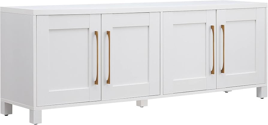Henn&Hart Rectangular TV Stand for TV's up to 80" in White, TV Stands for the Living Room | Amazon (US)
