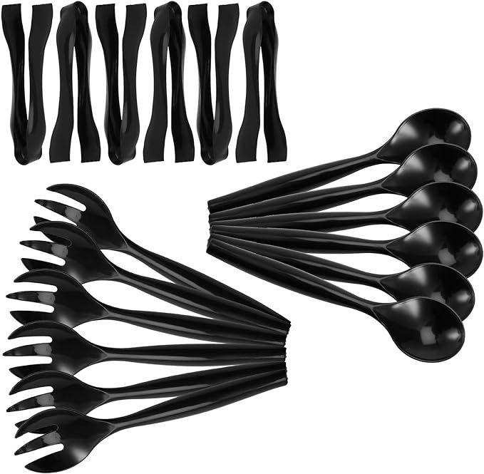 Set of 18 - Heavy Duty Disposable Plastic Serving Utensils, Six 10” Spoons and Forks, Six 6-1/2... | Amazon (US)