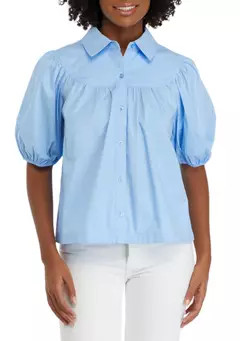 Crown & Ivy™ Women's Button Front Puff Sleeve Top | Belk