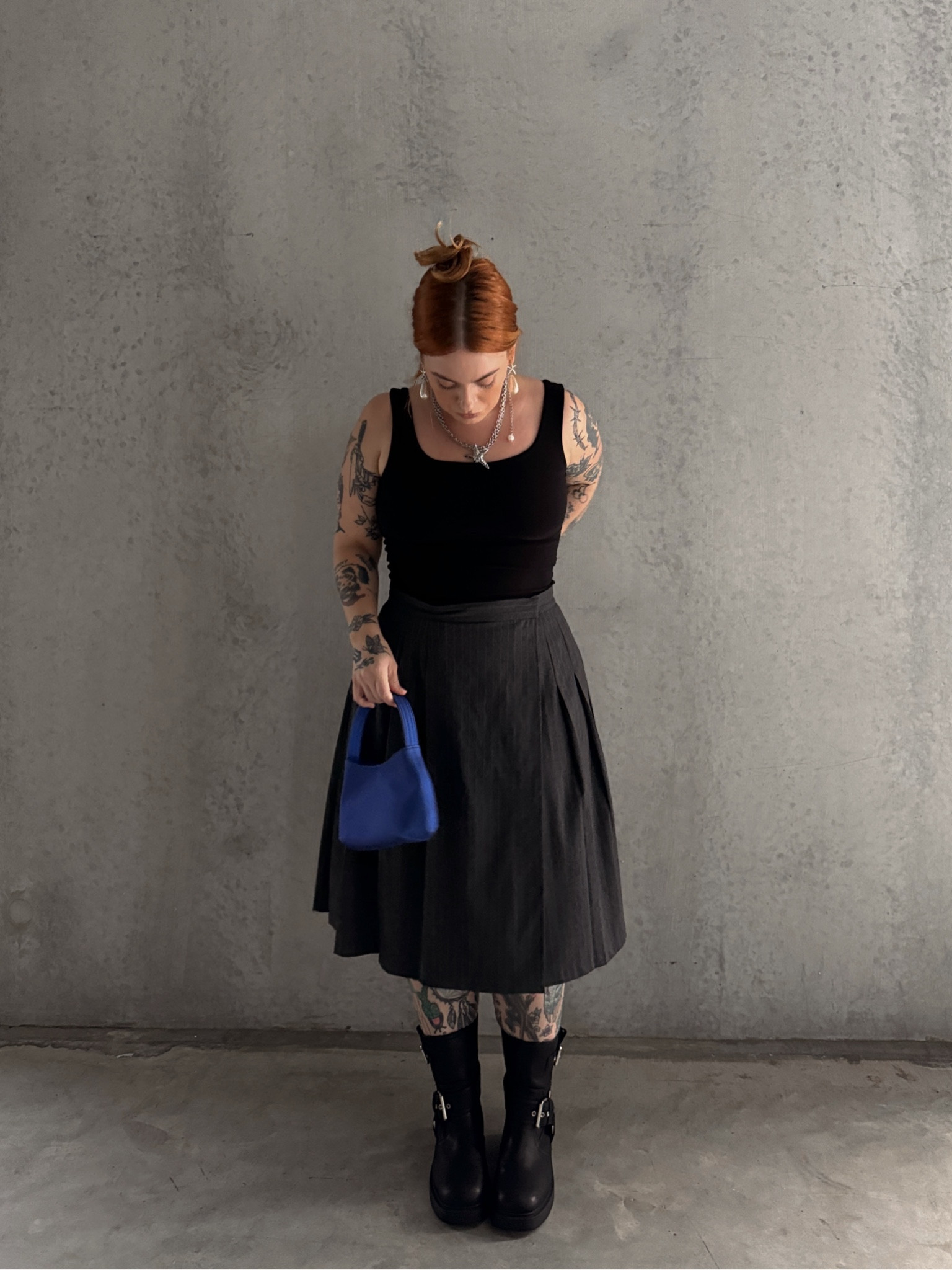 These are the best moto boots for wide calves. 🖤 I’m wearing a size 14 in the skirt. I wear it sooo much. Obsessed 🤩 Jewellery is Post Primadonna, bag is Brie Leon

#LTKmidsize #LTKaustralia #LTKcurves