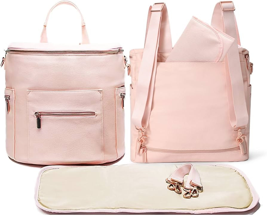 Diaper Bag Backpack Baby Diaper Bag by Miss Fong, Large Leather Diaper Bag Backpack with 16 Pocke... | Amazon (US)