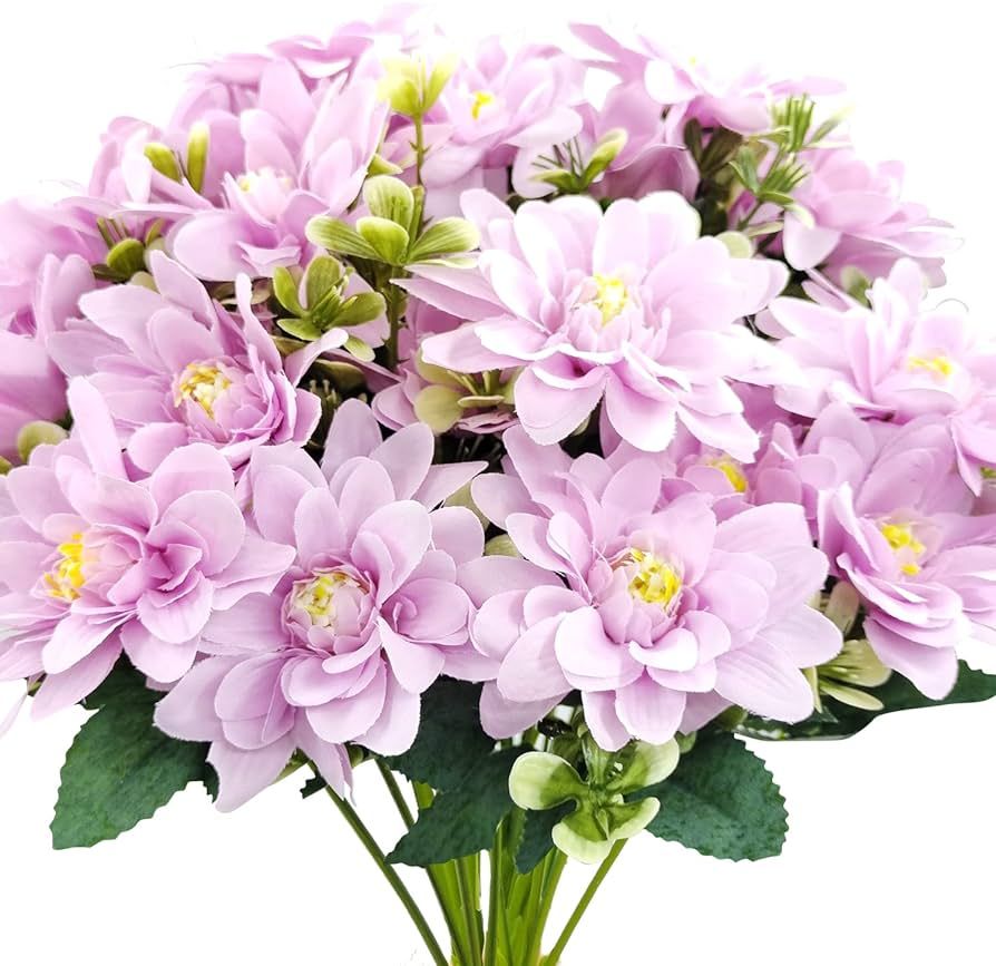 Guagb Artificial Silk Dahlia Flowers Bulk 5 Bundles 25 Heads Faux Fake Bouquets Arrangements for ... | Amazon (US)