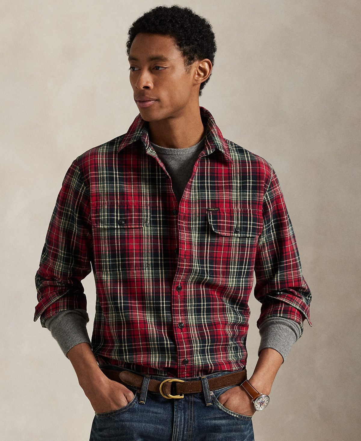 Polo Ralph Lauren Men's Classic-Fit Plaid Oxford Workshirt - Red Black Multi | Macy's