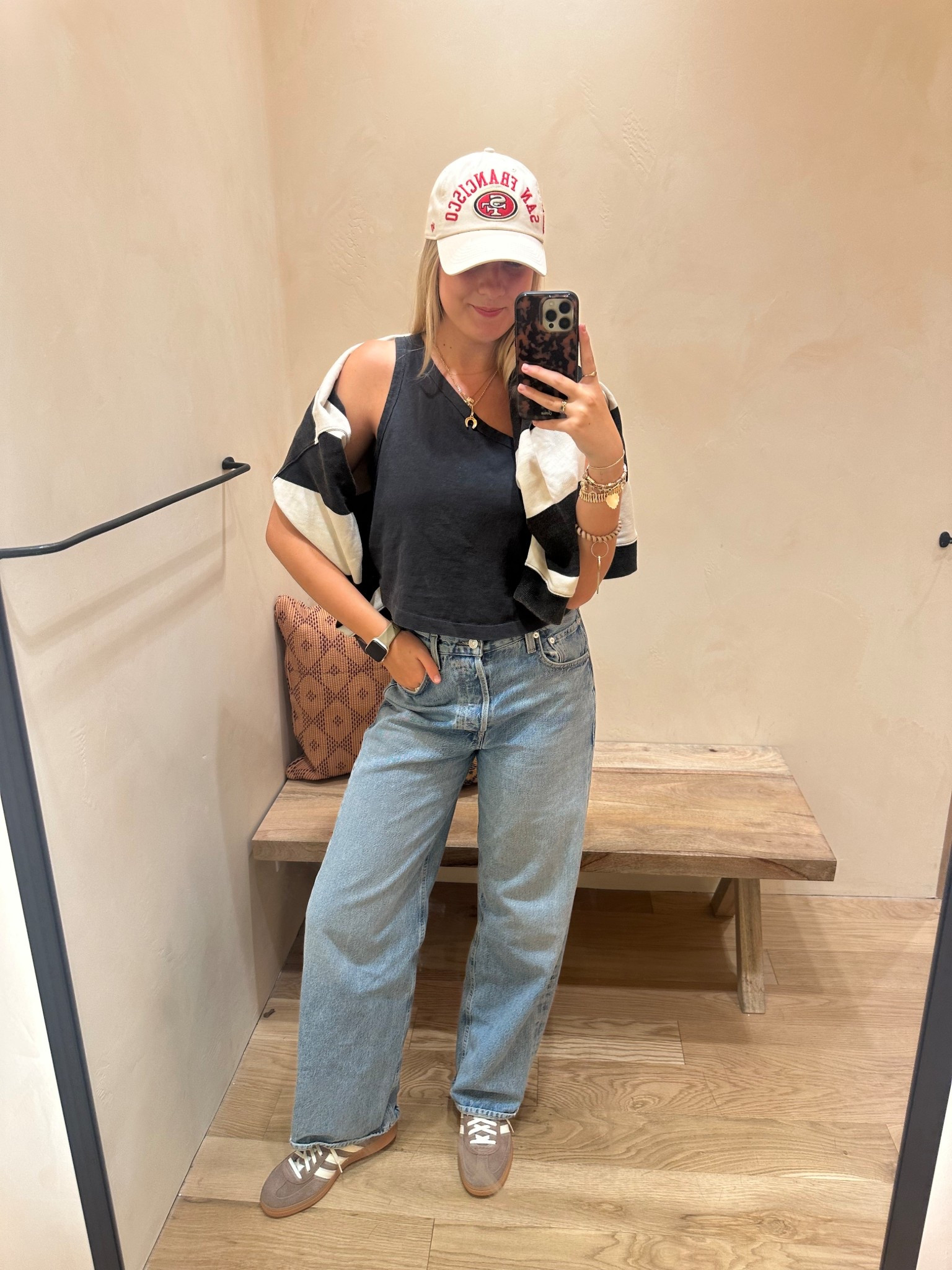 Hat and Sweatshirt sold out :( linked my next 49ers hat and the same sweatshirt in a different color! they just came out with the thick stripe version!!! sooo obsessed! 
these are my favorite baggy jeans ever!! 
game day outfit! nfl football day



#freepeople #urbanoutfitters #denim #anthropologie #styleinspo #employee #summer #spring #LTKfindsunder100 #LTKmostloved #LTKSPRINGSALE #LTKfestival #LTKseasonal #concert #ltkbacktoschool #urbn #comfy #LTKsalealert #instagram #LTKactive #LTKfitness #lounge #LTKworkwear #LTKtravel #everyday

#LTKStyleTip #LTKFindsUnder100 #LTKSeasonal