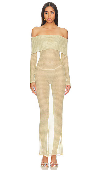 Seraphina Off Shoulder Dress in Neutral Stripe | Revolve Clothing (Global)