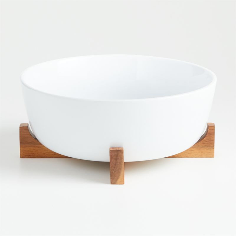 Oven to Table Large Serving Bowl with Wood Trivet + Reviews | Crate & Barrel | Crate & Barrel