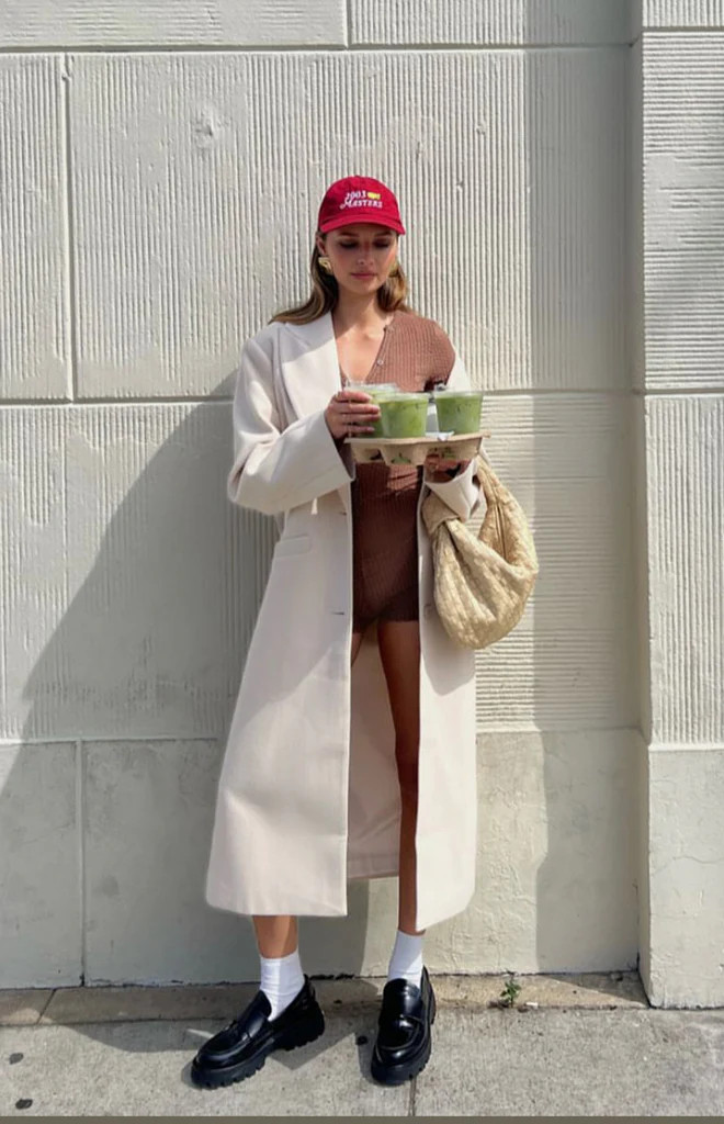 Lioness Olsen Beige Pinstripe Coat | Beginning Boutique (AU)