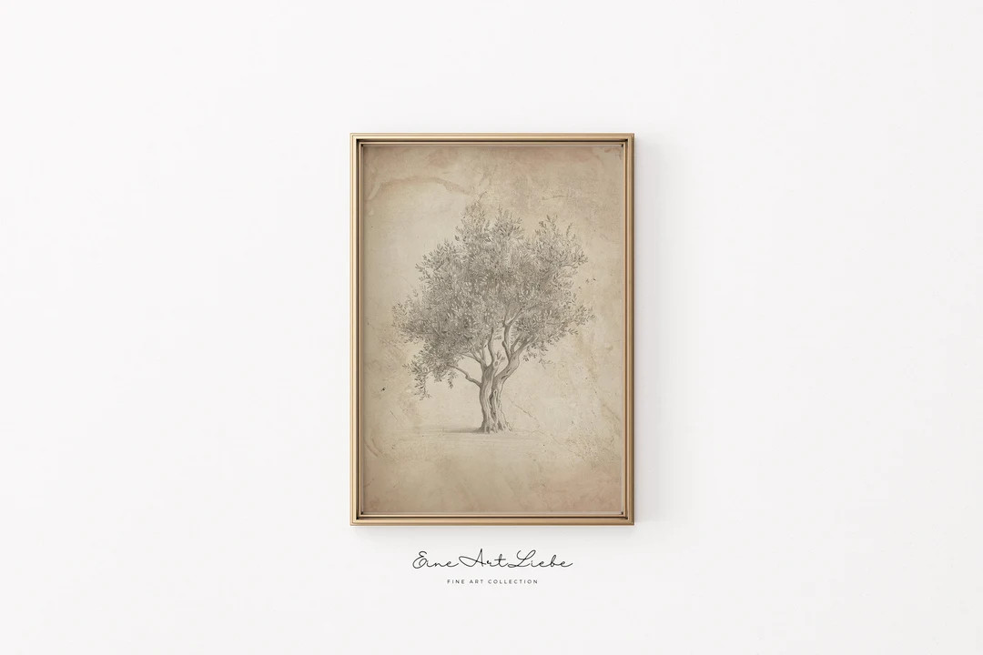 Printable Vintage Olive Tree Pencil Drawing Simple yet Detailed Drawing Mediterranean Tree Printa... | Etsy (US)