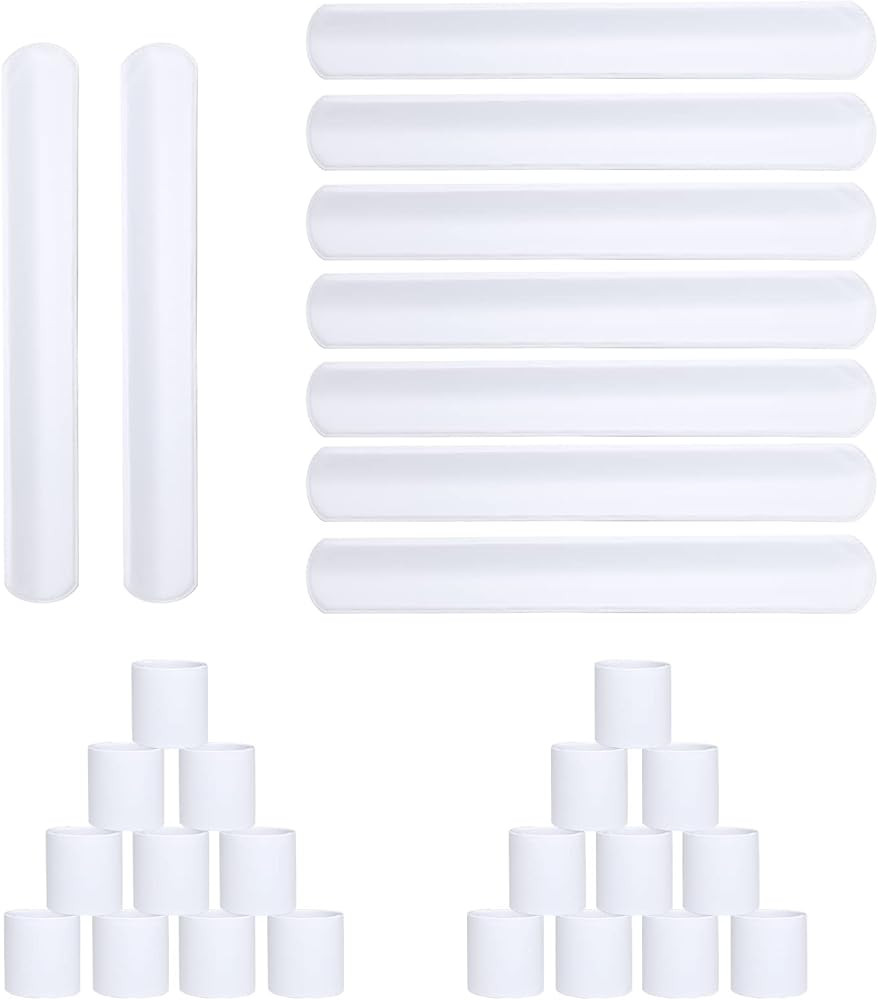 42 Pack Slap Bracelets White, DIY Slap Bands for Wrist, Blank Soft Wristband for Kids School Craf... | Amazon (US)