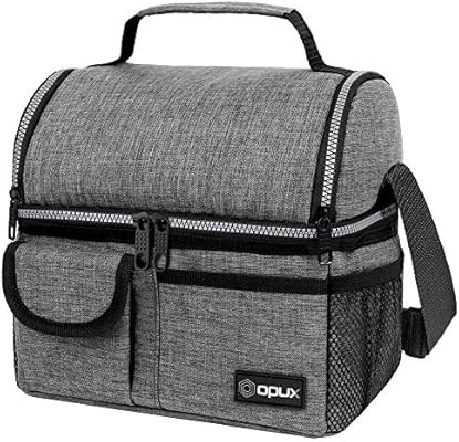 OPUX Insulated Dual Compartment Lunch Bag for Men, Women | Double Deck Reusable Lunch Pail Cooler... | Amazon (US)