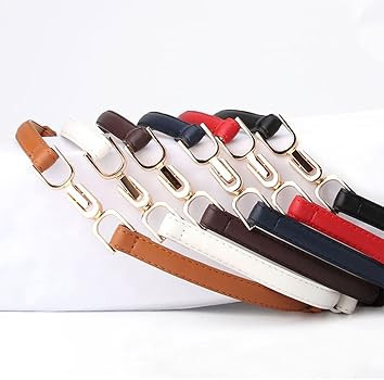 YIWEIYA Womens Faux Leather Skinny Belt Skinny PU Leather Adjustable Slim Thin Waistband Belts wi... | Amazon (UK)