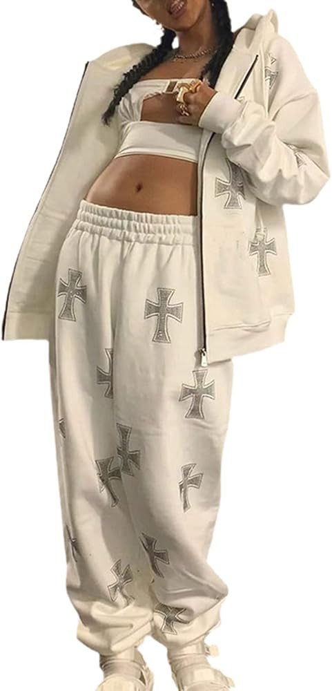 GOOCHEER Women Graphic Sweatpants Hip Pop Loose Pants Y2K Sport Pants High Waisted Jogger Casual ... | Amazon (US)