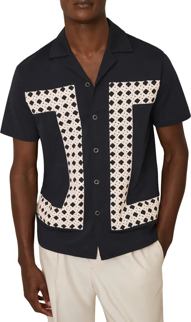 Reiss Cadore Overlay Detail Camp Shirt | Nordstrom | Nordstrom